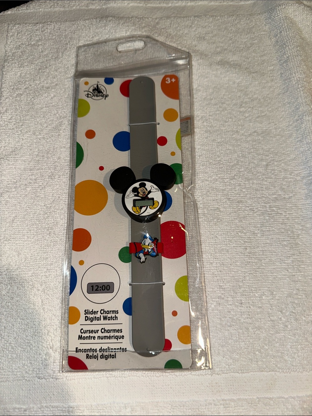 DISNEY PARKS Exclusive Gray Mickey Mouse Slider Charm Digital Watch NWT